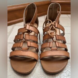 Women's Wedge Gladiator Tan Strappy Sandals